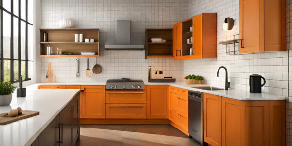 kitchen-with-orange-cabinets-stove-top-oven