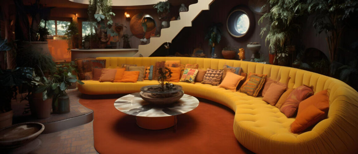 sunken-living-room-with-retro-decor-cozy-conversation-pit